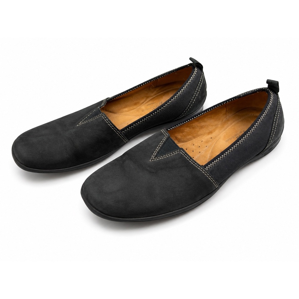 Natural Soul by Naturalizer Frank Black Leather Work Loafers Women's Size 8-8.5